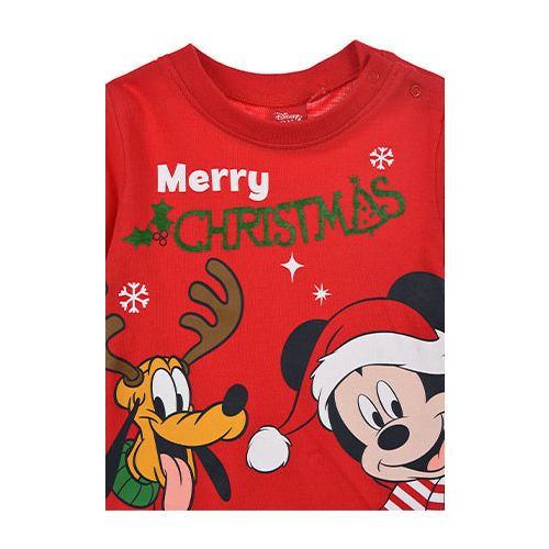 Disney Mickey & Pluto rød jule bluse 6-24 mdr