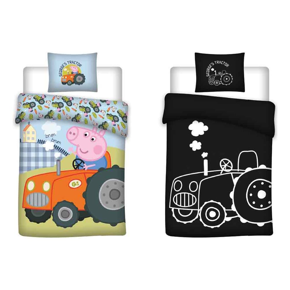 Gustav Gris "traktor" selvlysende junior sengesæt 100% øko-tex bomuld