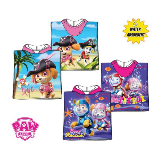 Paw Patrol Pige Poncho/Håndklæde med hætte 3-6 år