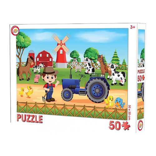 Bondegårds puslespil med 50 brikker