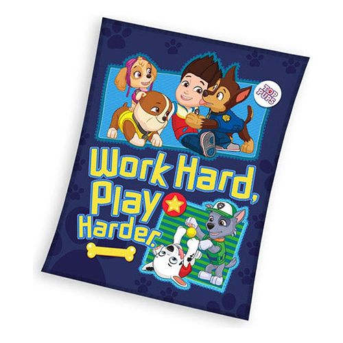 Paw Patrol "Work Hard" fleecetæppe 100x140 cm