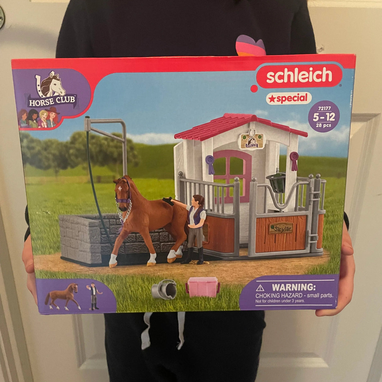 Schleich vaskeplads incl stald, hest og rytter