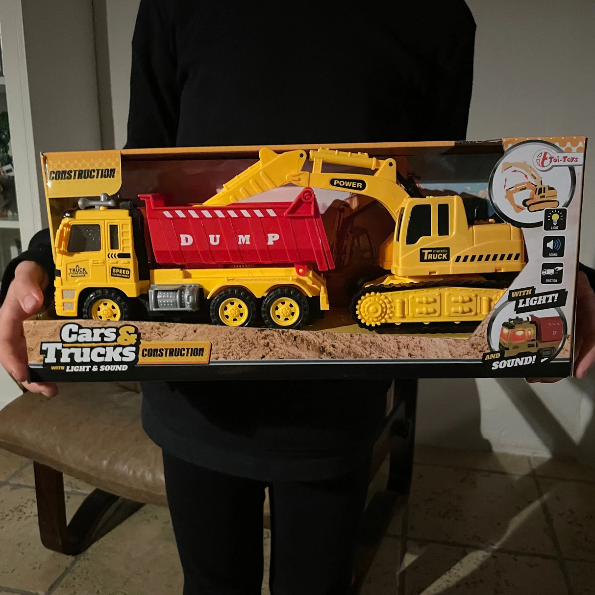 Dump truck og gravko med lys og lyd 36 cm