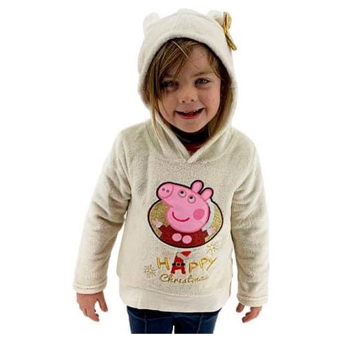 Gurli gris hættetrøje med julemotiv hvid