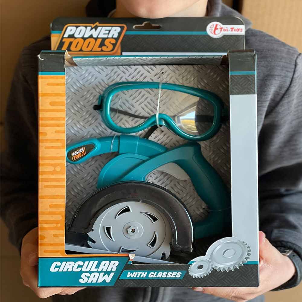 Værktøjssæt med vinkelsliber og briller