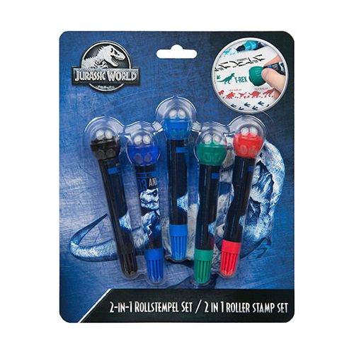 Jurrassic World stempelsæt med forskellige farver og designs