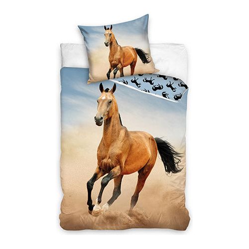 Heste sengesæt "hest på prærien" 140x200 cm bomuld senior sengetøj