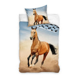 Heste sengesæt "hest på prærien" 140x200 cm bomuld senior sengetøj