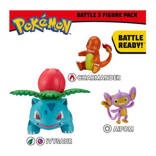 Pokemon 3 pack figursæt Aipom, Charmander & Ivysaur
