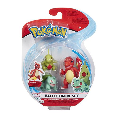 Pokemon 3pack figursæt - Larvitar, Bulbasaur, Charmeleon