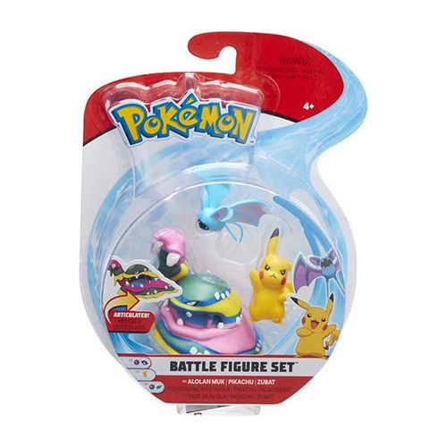 Pokemon 3pack figursæt - Pikachu, Alohan Muk, Zuhat