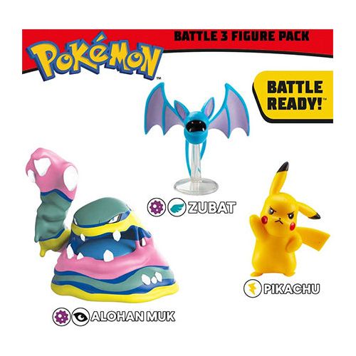 Pokemon 3pack figursæt - Pikachu, Alohan Muk, Zuhat