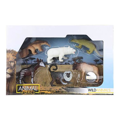Animal World dyrepakke med 6 dyr 6-8 cm
