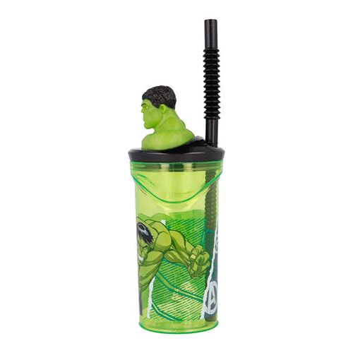 Hulk 3D krus med sugerør 360ml