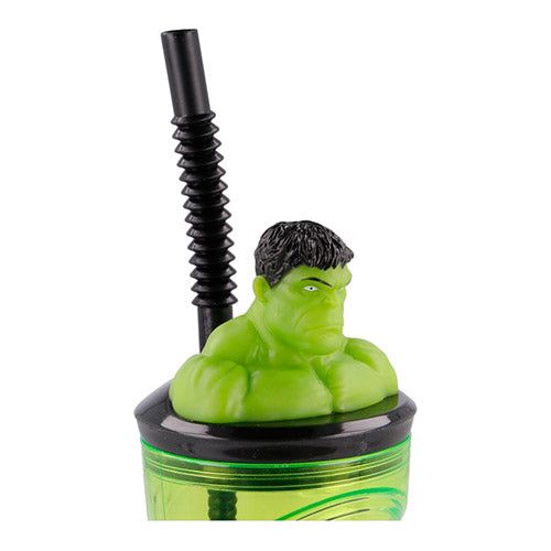 Hulk 3D krus med sugerør 360ml