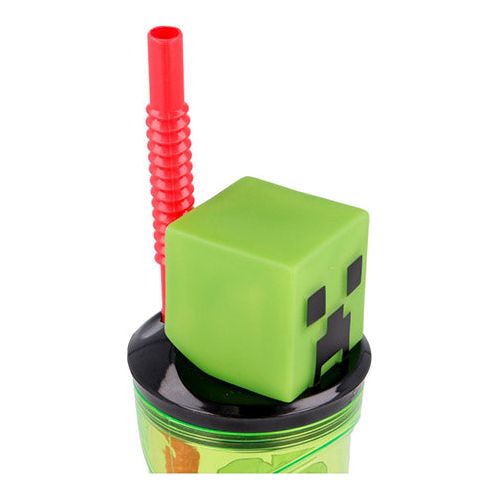 Minecraft 3D krus med sugerør 360ml