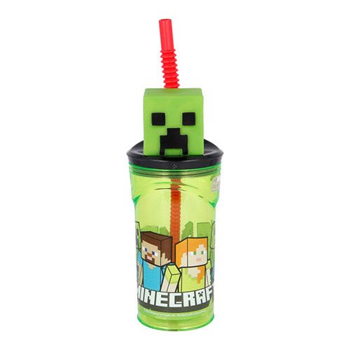 Minecraft 3D krus med sugerør 360ml