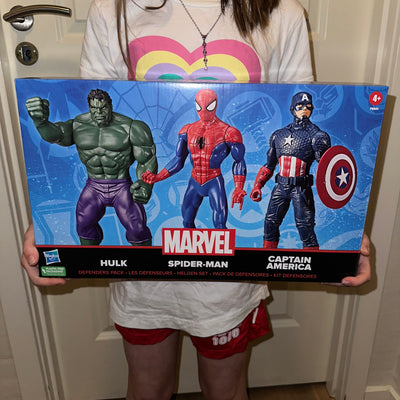 Marvel 3-pak Figur - Spiderman, Hulk & Captain America