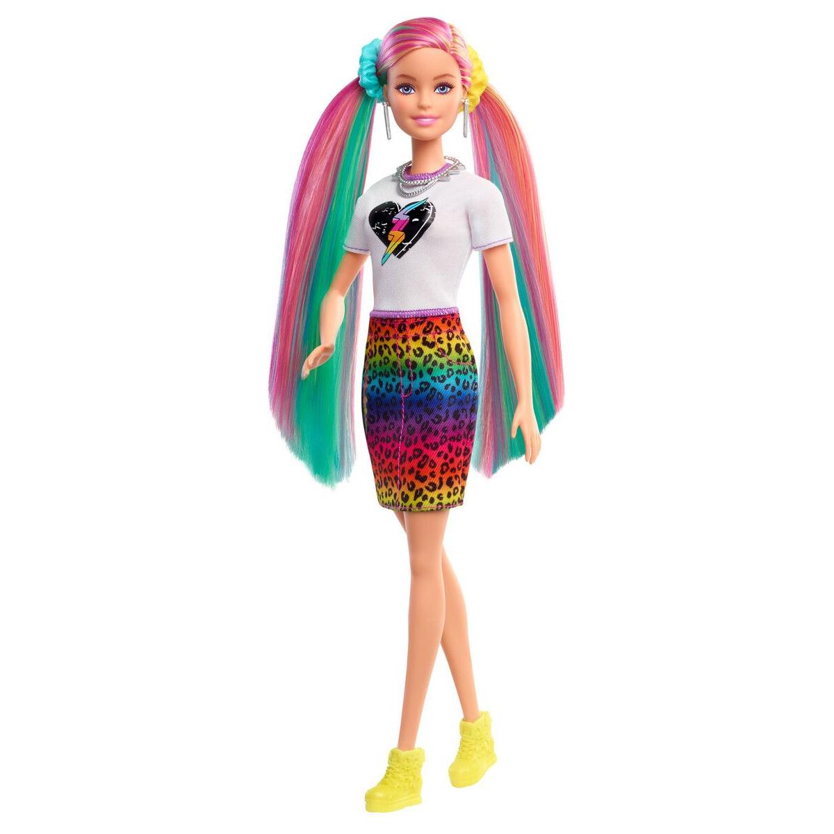 Barbie hair leopard rainbow