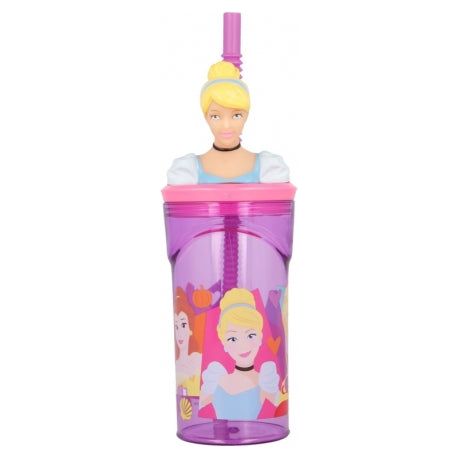 Disney Princess 3D Krus Med Sugerør 360ml