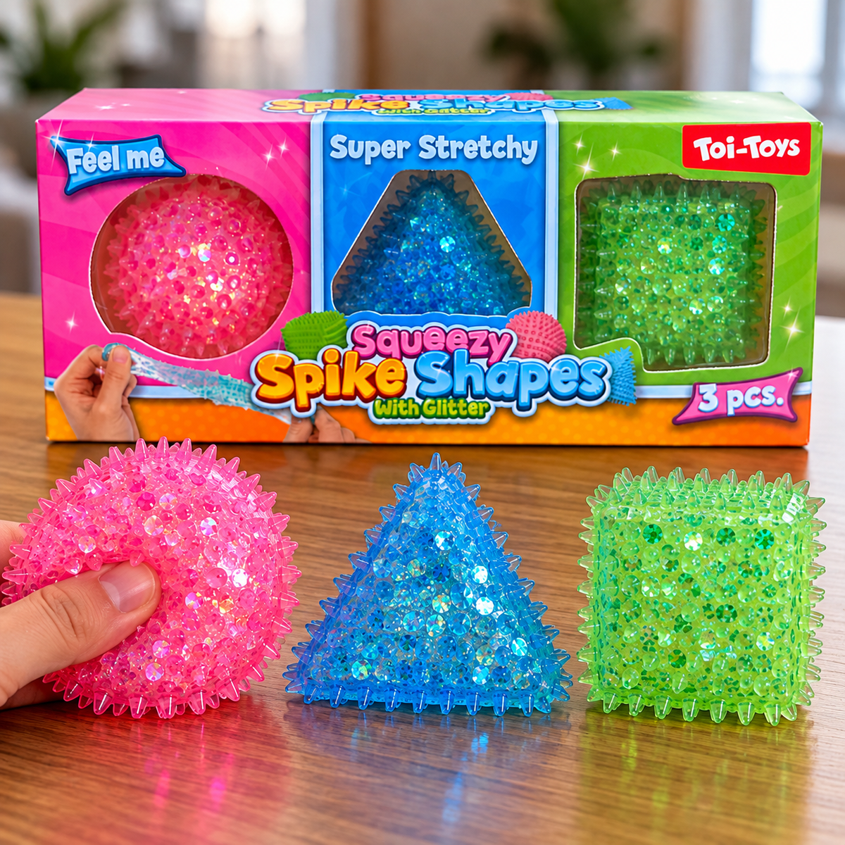 Sugar Squishy spike Shape glitter 3 pack