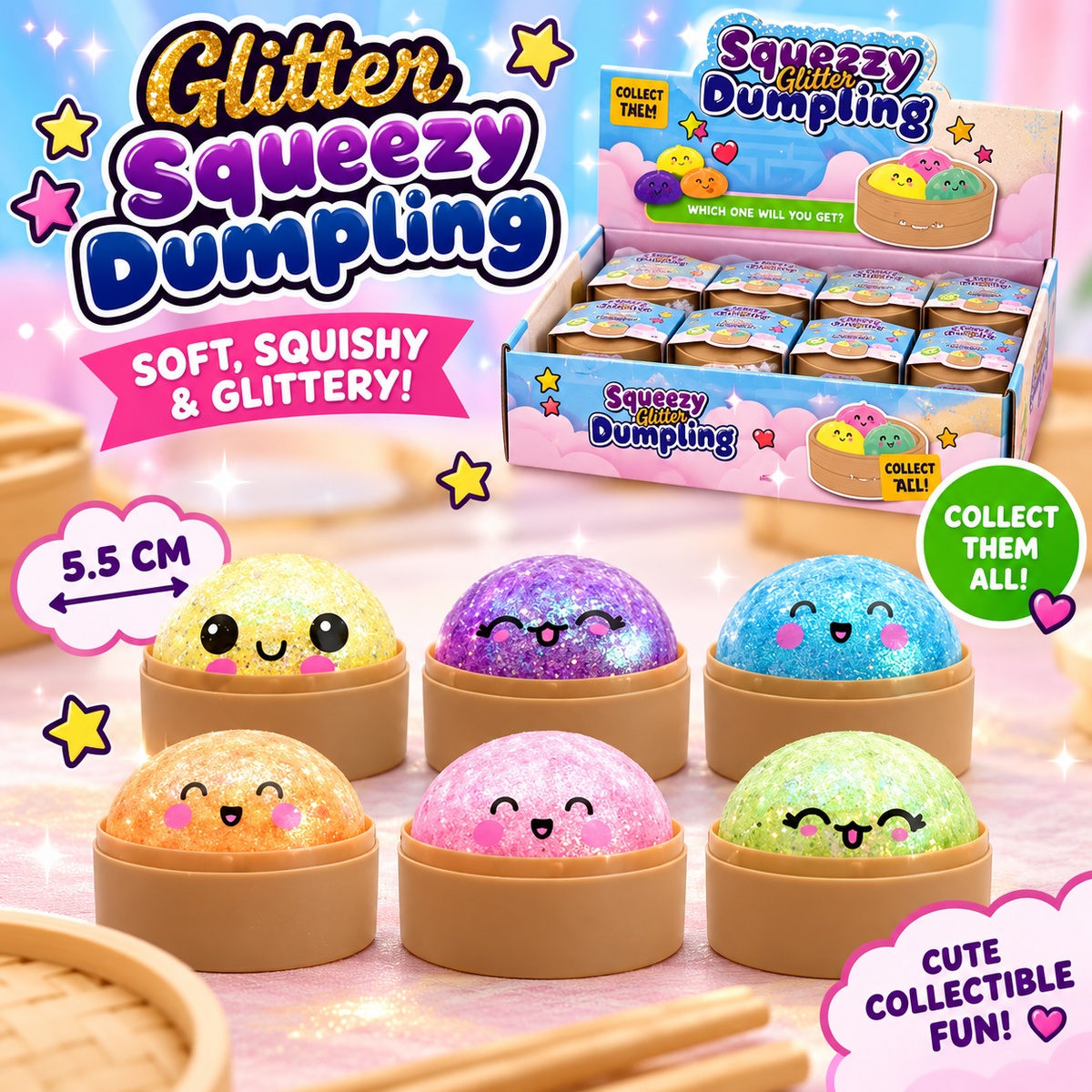 (EU) Squishy glitter dumpling 5.5 cm
