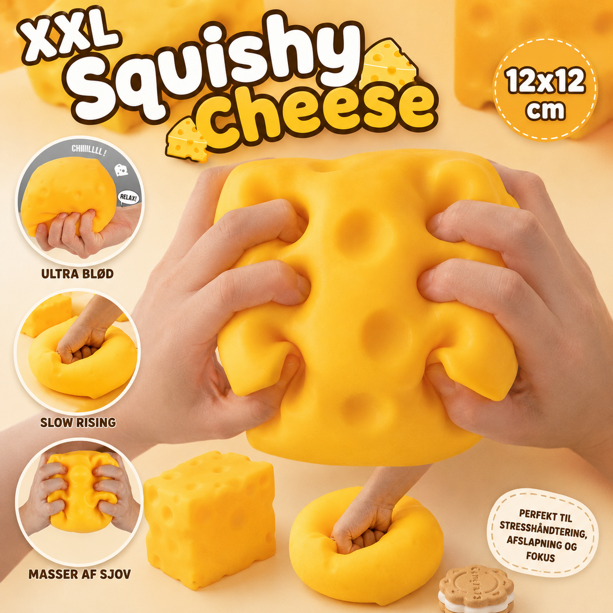 XXL Squishy cheese 12x12 cm