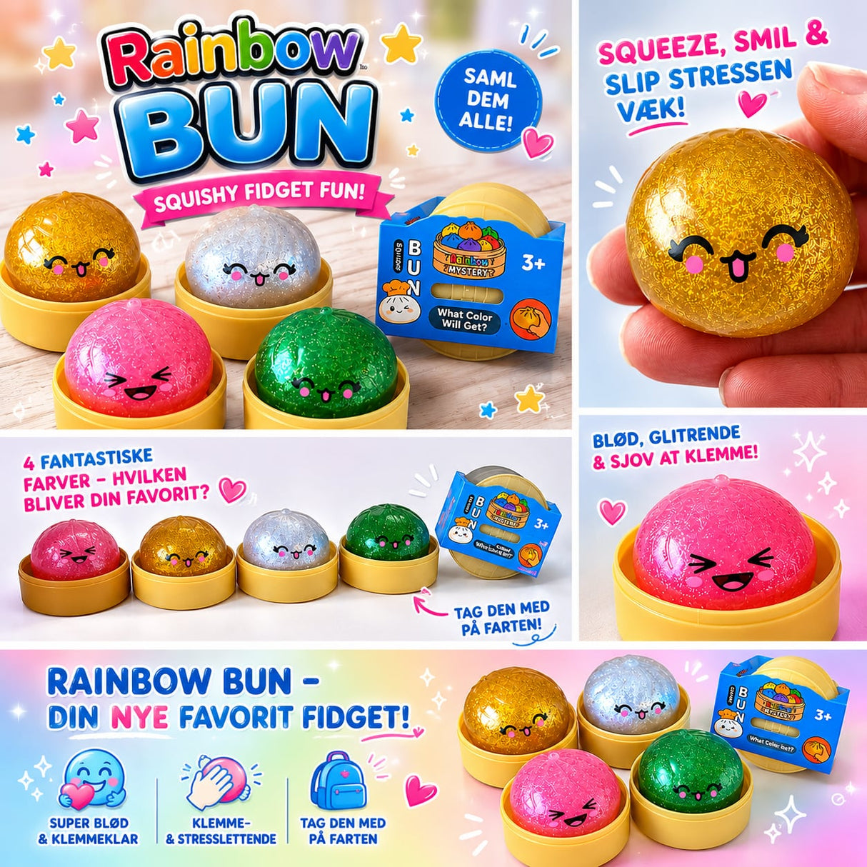 6 cm - Find den sjældne guld dumpling - Squishy Sugar dumpling glitter