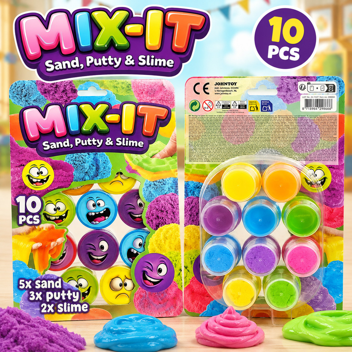 10 pack putty, sand & slime 16x25cm
