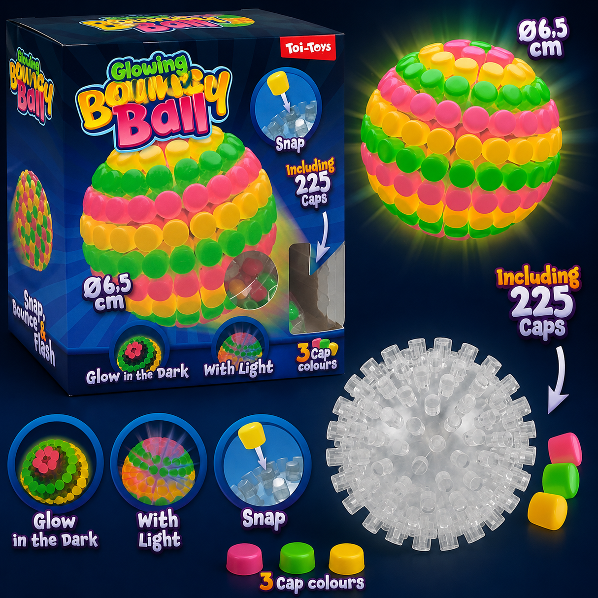 Glow in the dark "Gør det selv" hoppebold med lys