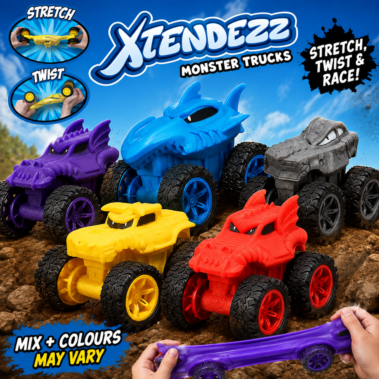 Stretchy monstertruck (Assorteret model)