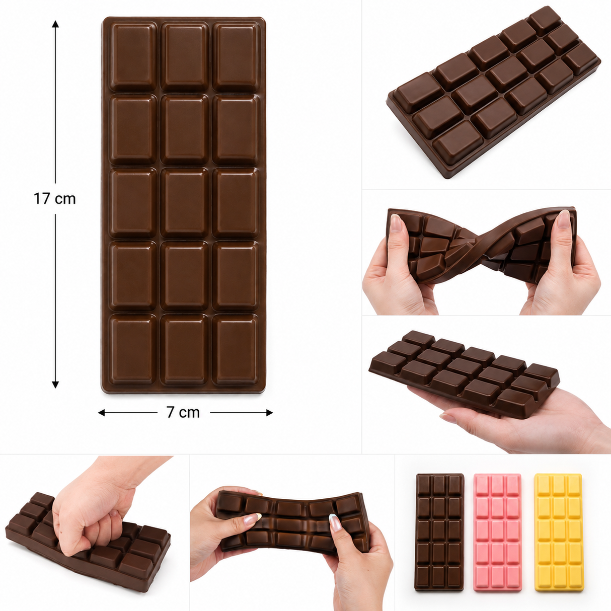 Chokolade squishy 17x7 cm (assorteret farve)
