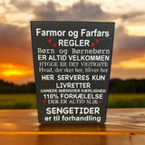 Farmor/farfars regler skilt 30x21 cm