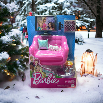 Barbie legesæt med kattesofa, kat og mange accessories