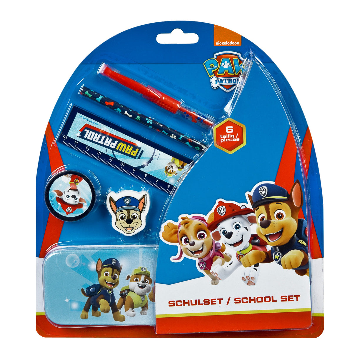 Paw Patrol skolesæt med 6 dele