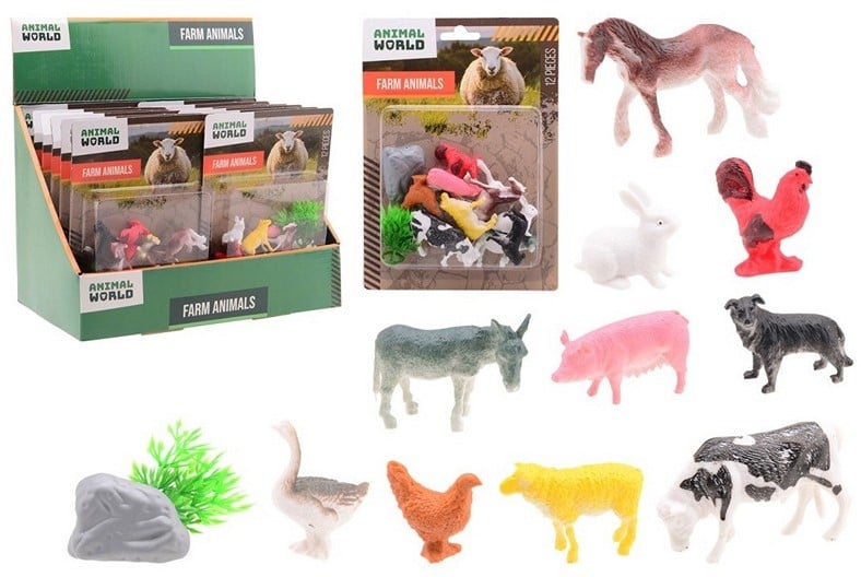 Animal world mix pakke med 12 dyr 14x19 cm