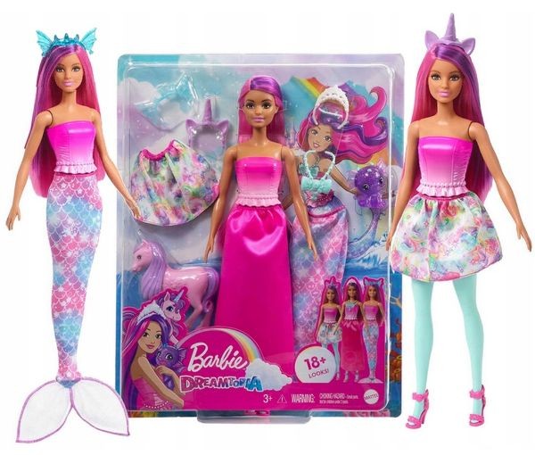 Barbie Dreamtopia 3i1 dukke (Unicorn/havfrue/prinsesse)