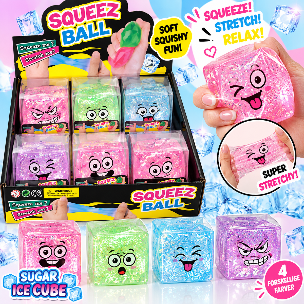 Squishy sugar ice cube med ansigt