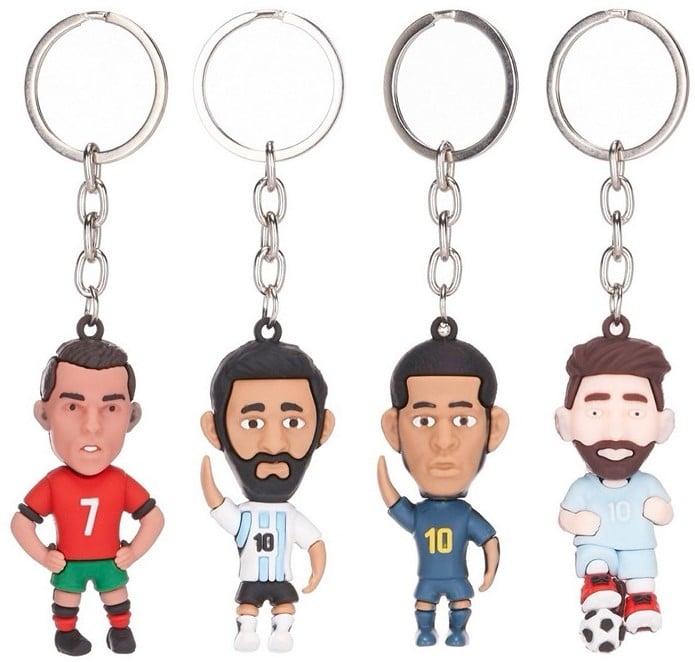 Fodbold nøglering (Assorteret) Messi, Ronaldo, Mbappé