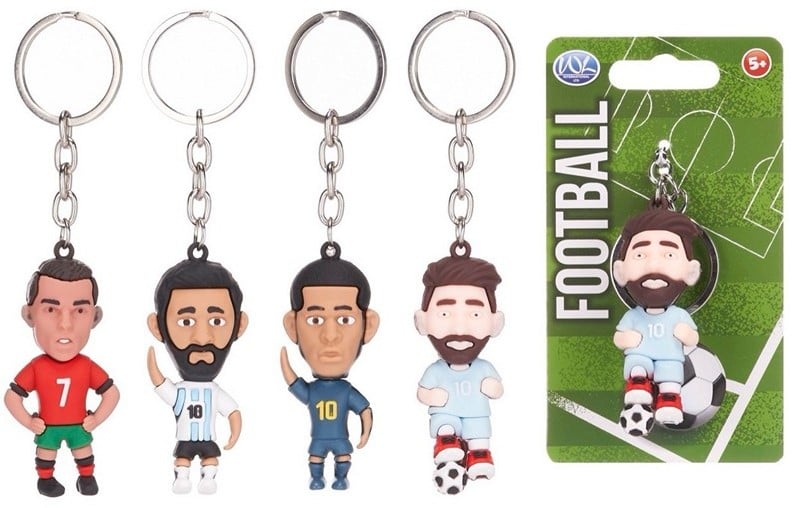 Fodbold nøglering (Assorteret) Messi, Ronaldo, Mbappé