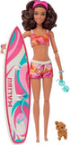 Barbie surfer incl hundehvalp, surfboard og mange dele