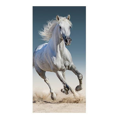 Håndklæde med hvid hest 70x140 cm 100% bomuld