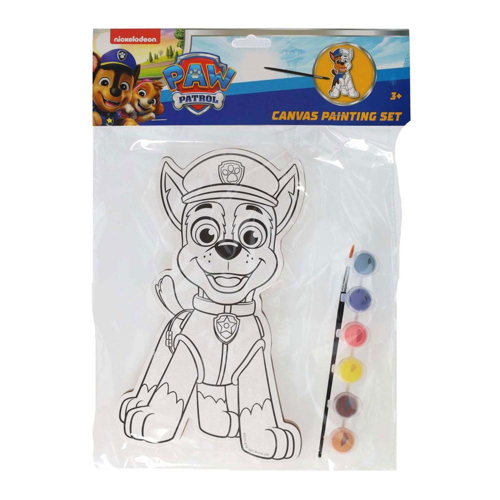 Paw Patrol mal selv canvas figur i træ 25x35 cm (Assorteret figur)
