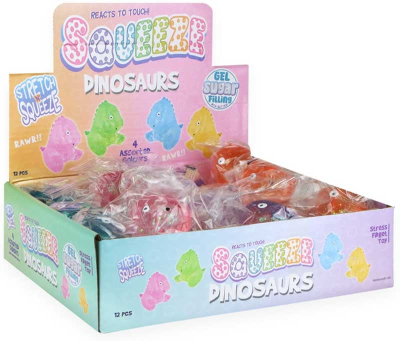 SQUEEZE DINOSAUR W/SUGAR 7CM ASSORTED