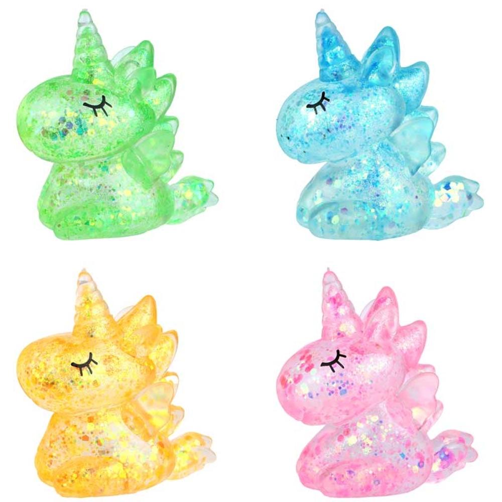 SQUEEZE UNICORN W/SUGAR & SPARKLE 10CM ASSORTED