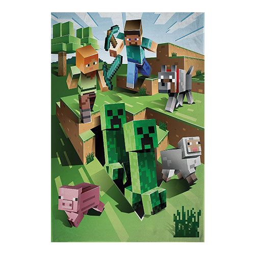 Minecraft blødt tæppe 130x170 cm