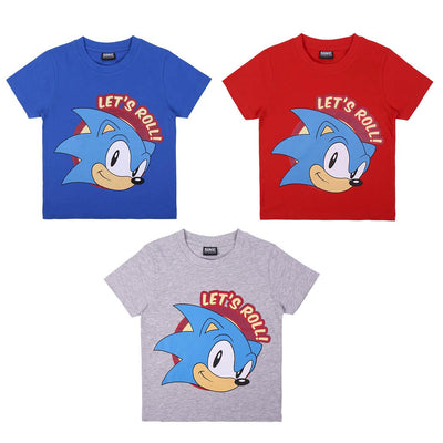 Sonic T-shirt i blå, rød eller grå 6-14 år