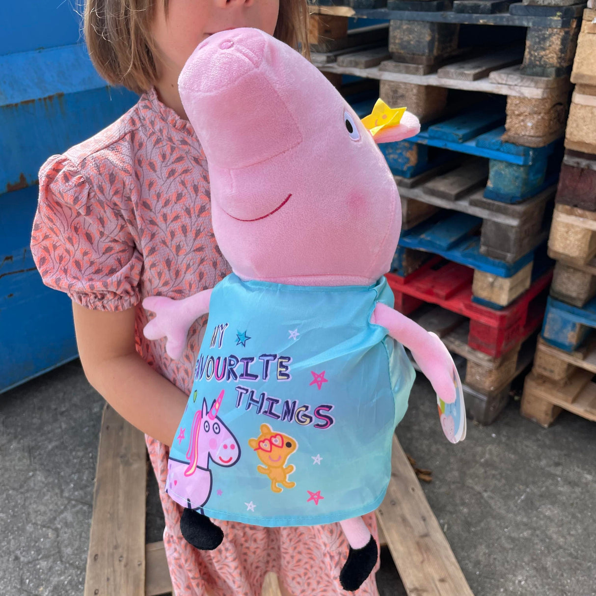 Gurli Gris lyseblå unicorn kjole bamse stor