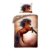 Heste sengesæt "Stejlende hest" 140x200 cm bomuld sengetøj senior