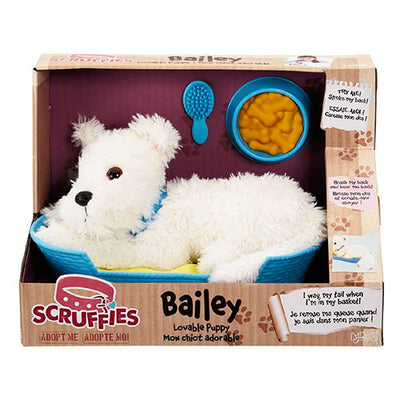 Scruffies Bailey hund bamse inkl. kurv/madskål/børste